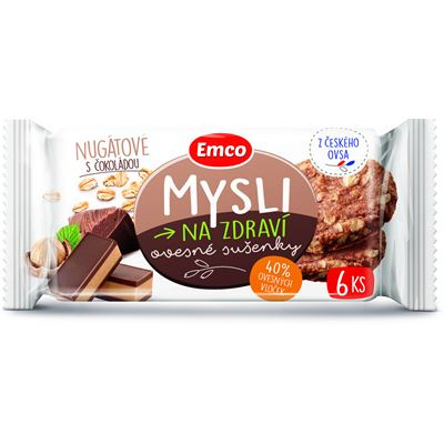 Emco Mysli na zdraví Ovesné sušenky nugátové s čokoládou