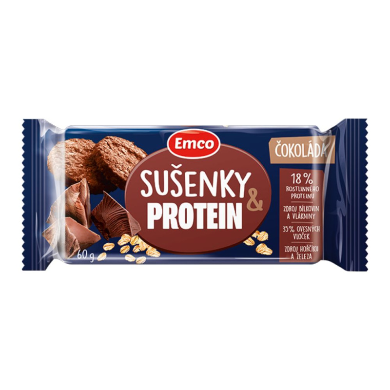 Emco Sušenky a Protein - ovesné sušenky - čokoláda, 60 g