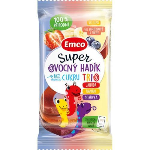 Emco Super ovocný hadík Trio jahoda, banán a borůvka