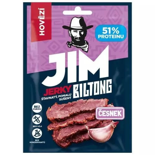 Jim Jerky biltong hovězí česnek
