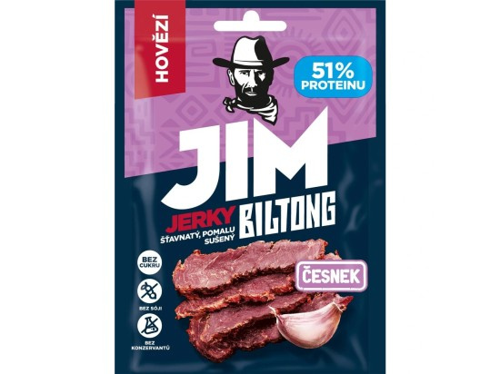 Jim Jerky biltong hovězí česnek