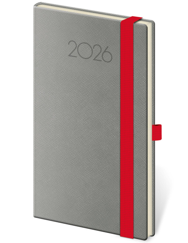 Týdenní kapesní diář 2025 New Praga - tmavě šedý