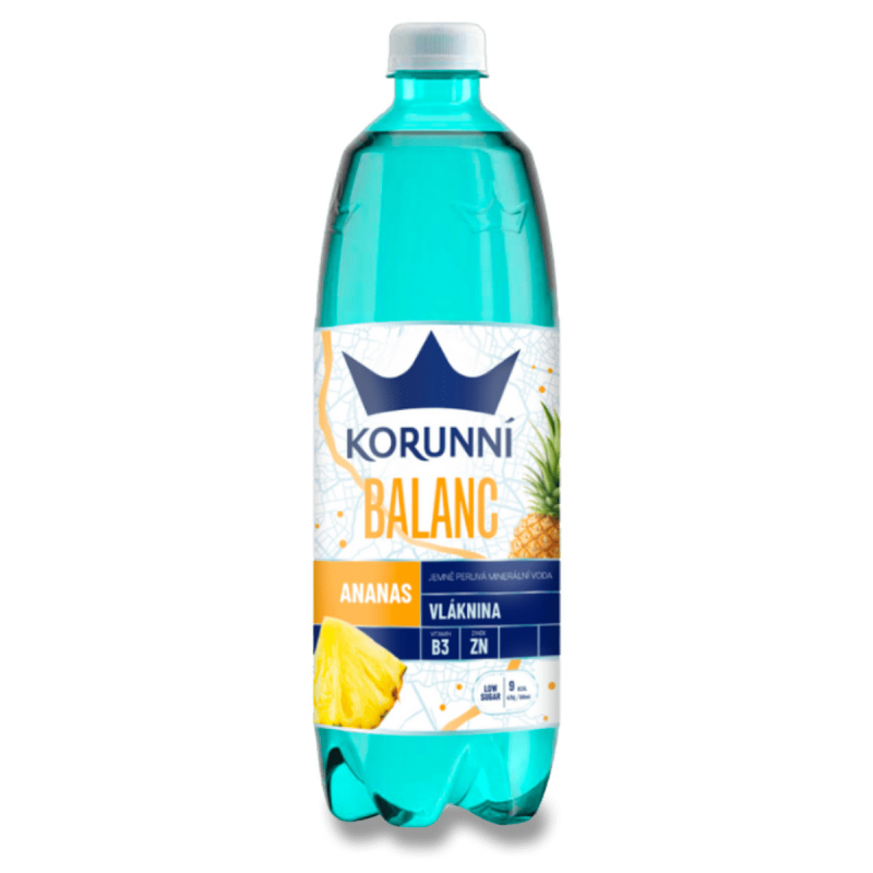 Korunní Balanc - ochucená minerální voda s vlákninou - ananas, 750 ml