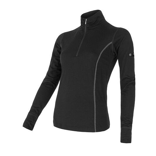 Dámské termo tričko SENSOR Merino active černá zip Barva: černá, Velikost: L