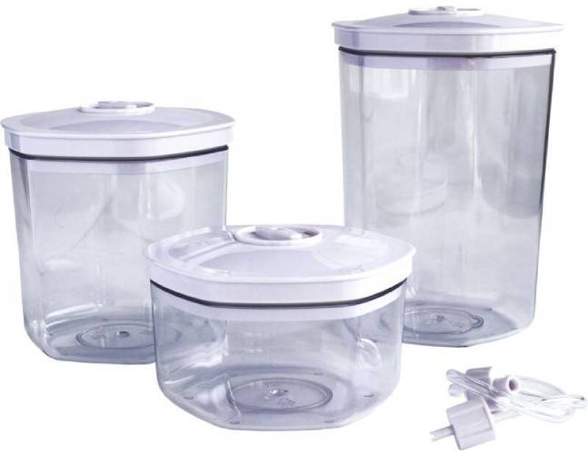 Sada vakuových dóz Maxxo VC1800 / 700 ml / 1 400 ml / 2 000 ml / blá / transparentní Varianta: ivi1