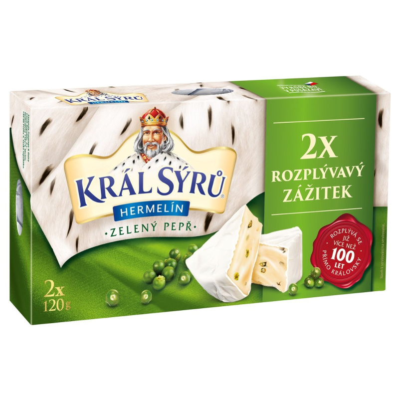 Král Sýrů Hermelín zelený pepř duopack (2×120 g)