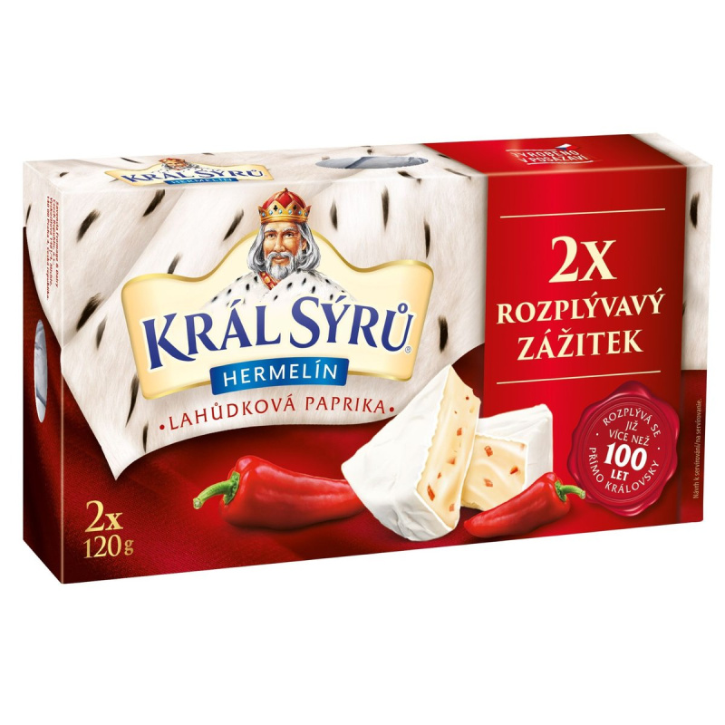 Král Sýrů Hermelín lahůdková paprika duopack (2×120 g)