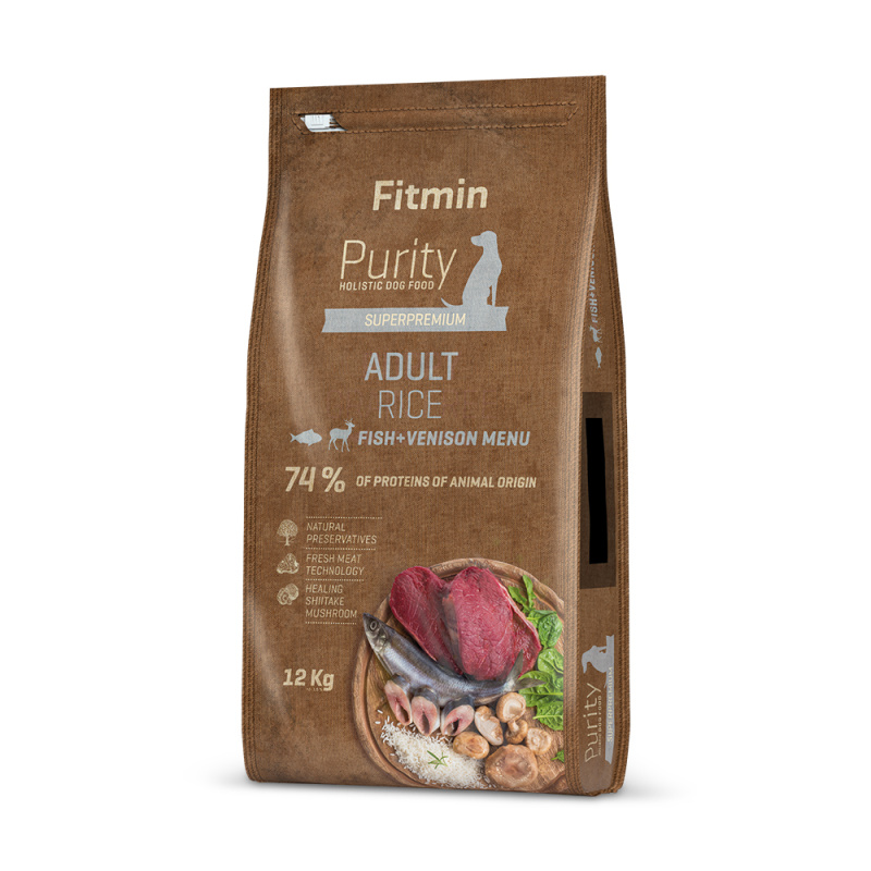 Fitmin kompletní krmivo pro psy Purity Rice Adult Fish&Venison  12 kg
