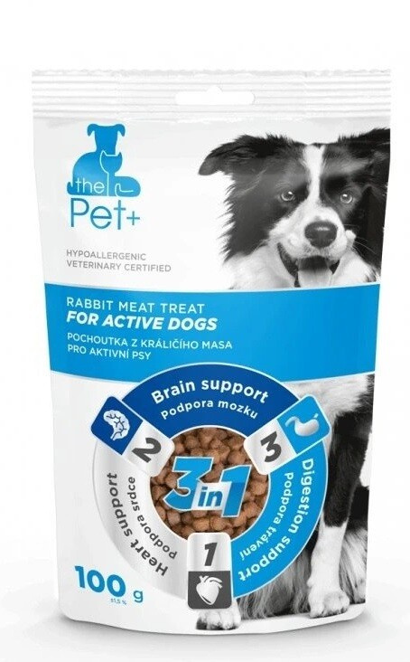 Pochoutka Pet+ 3v1 pes DOGS ACTIVE králičí  100g