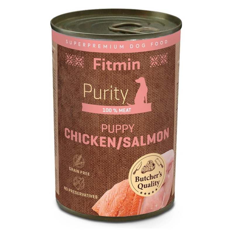 Fitmin dog Purity tin konz PUPPY salm&chicken 400g