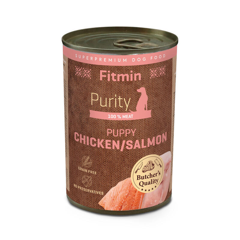 Fitmin dog Purity tin konz PUPPY salm&chicken 400g
