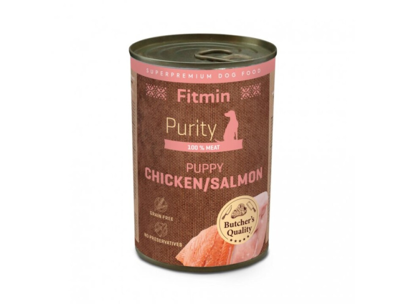 Fitmin dog Purity tin konz PUPPY salm&chicken 400g