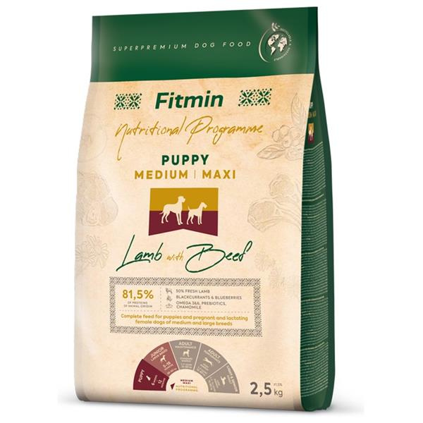 Fitmin dog medium maxi puppy lamb beef 2,5 kg