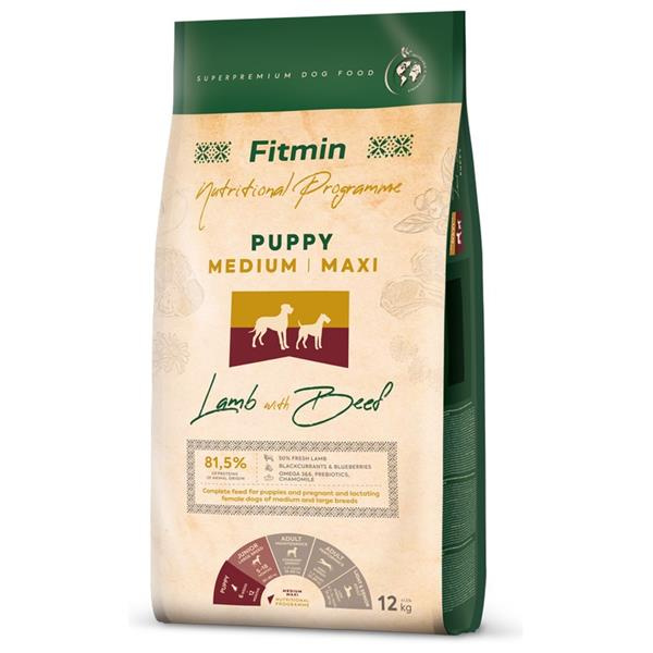 Fitmin Medium Maxi Puppy Lamb With Beef kompletní krmivo pro štěňata 12 kg