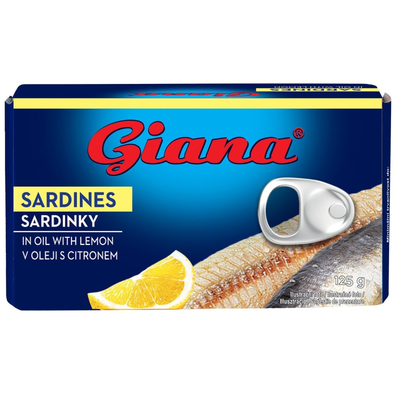 Giana Sardinky RP ve 100 % slunečnicovém oleji s citrónem Premium