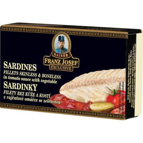 FJK sardinky filety v rajčatové omáčce se zeleninou 90g