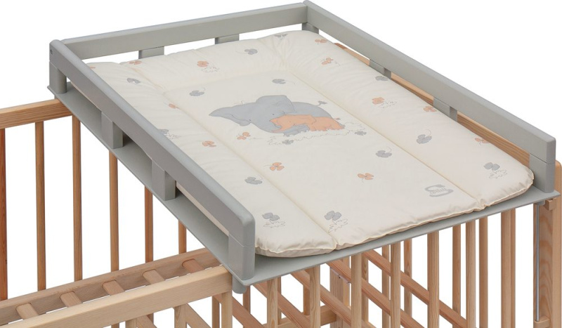 Scarlett Přebalovací pult OGY na postýlku šedý s přebalovací podložkou Slon bílý