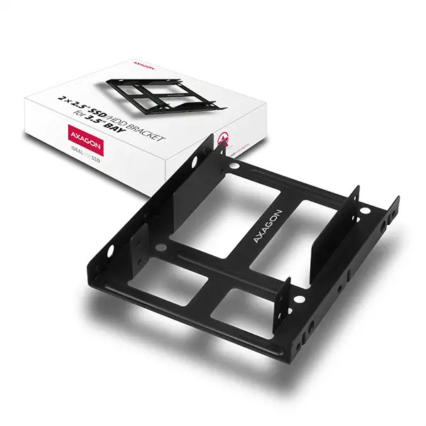 AXAGON RHD225 kovový rámeček pro 2x 2.5' HDD/SSD do 3.5' pozice montáž ventilátoru