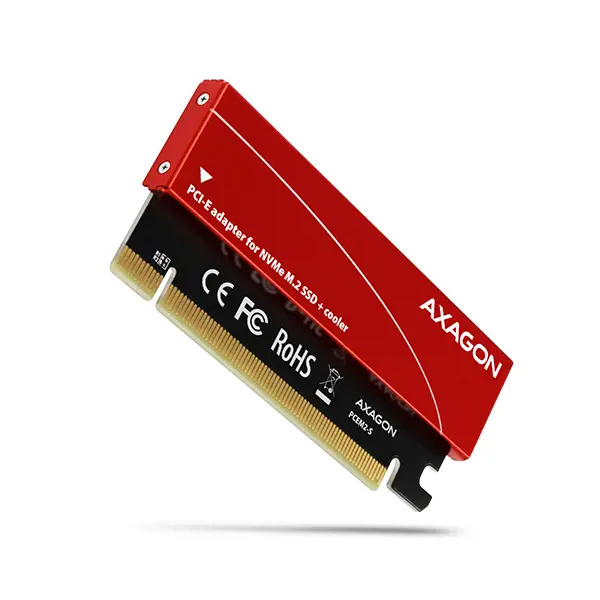 AXAGON PCEM2S PCIe x16 M.2 NVMe Mkey slot adaptér + pasivní chladič