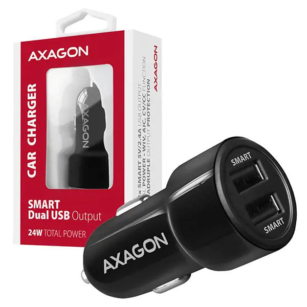 AXAGON PWC5V5 SMART nabíječka do auta 2x port 5V2.4A + 2.4A 24W