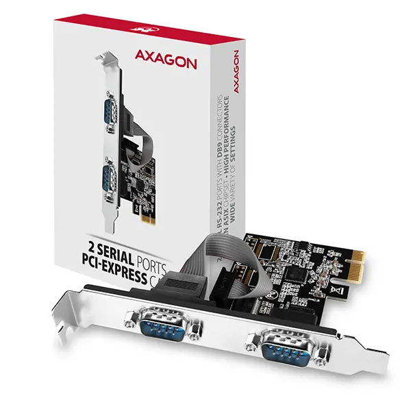 AXAGON PCEAS2N PCIe řadič 2x sériový port (RS232) 250 kbps vč. LP