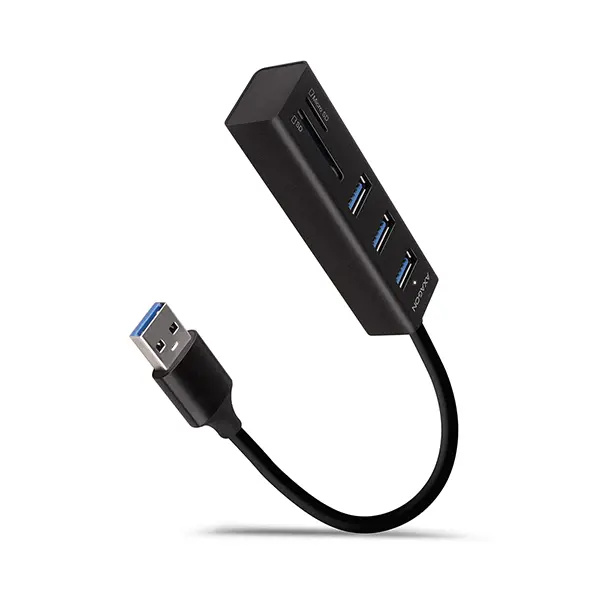 AXAGON HMACR3A USB 3.2 Gen 1 hub porty 3x USBA + čtečka karet SD/microSD kovový kabel USBA 20