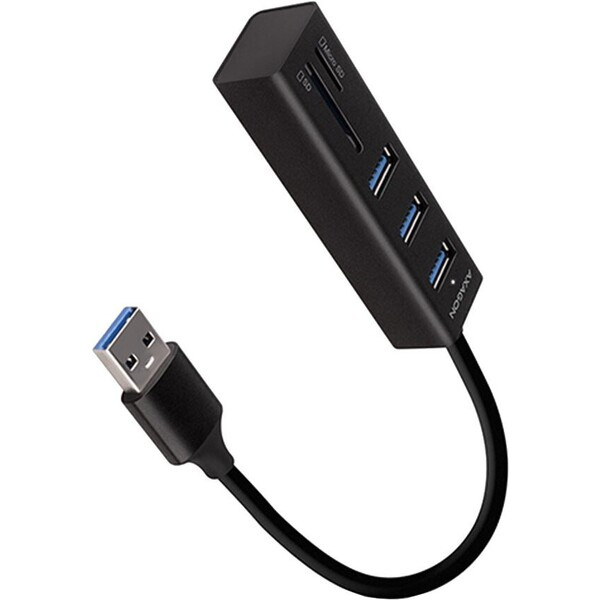AXAGON HMACR3A USB 3.2 Gen 1 hub porty 3x USBA + čtečka karet SD/microSD kovový kabel USBA 20