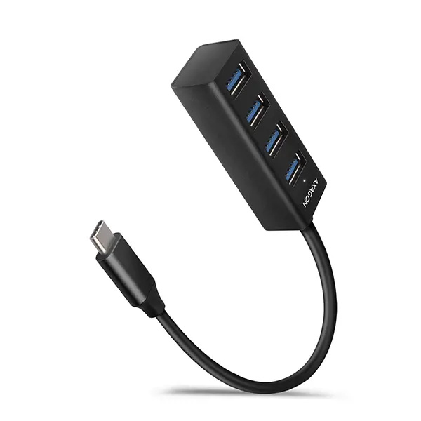 AXAGON HUEM1C 4x USB 3.2 Gen 1 MINI hub kovový kabel USBC 20cm