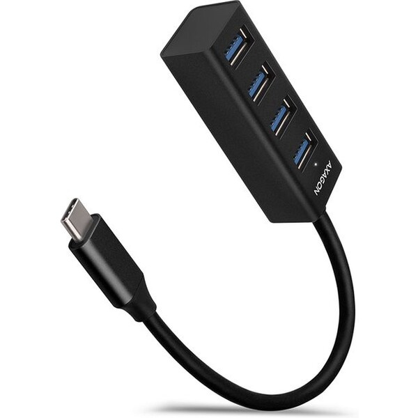 AXAGON HUEM1C 4x USB 3.2 Gen 1 MINI hub kovový kabel USBC 20cm