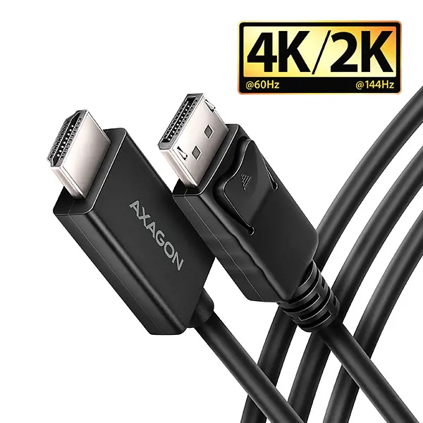 AXAGON DisplayPort na HDMI 2.0b redukce / kabel 1,8m Černá