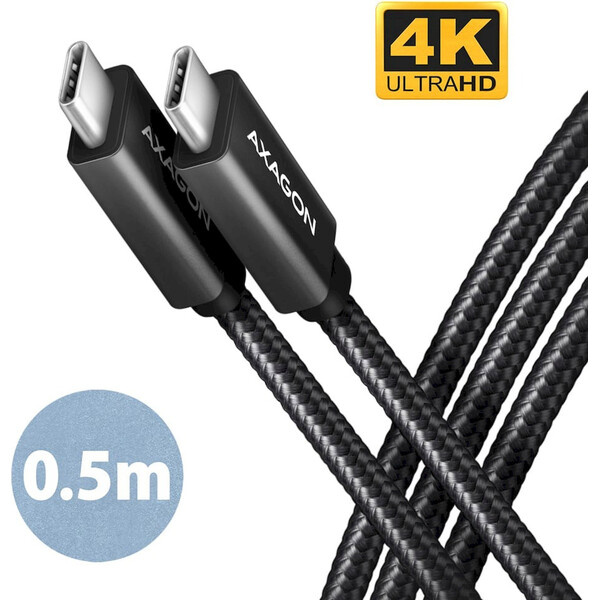 AXAGON SPEED+ kabel USB-C na USB-C 0,5m černý Černá
