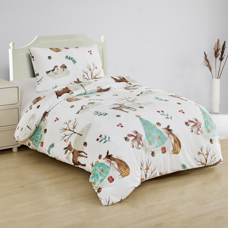 Ložní povlečení z mikroplyše VÁNOCE V LESE