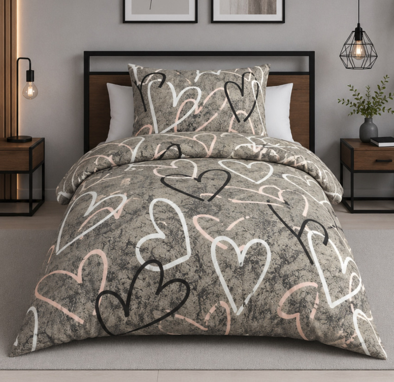 TOP Microtop povlečení Comfort 140x200+70x90 Srdcová stěna