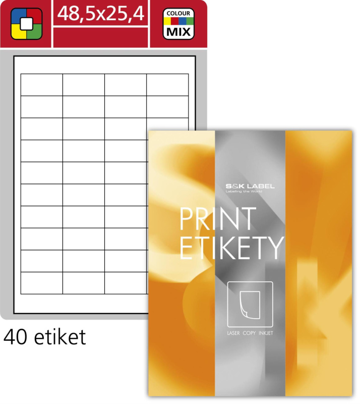 Samolepicí etikety SK Label - 48,5 x 25,4 mm, 4000 etiket 9571 bílé