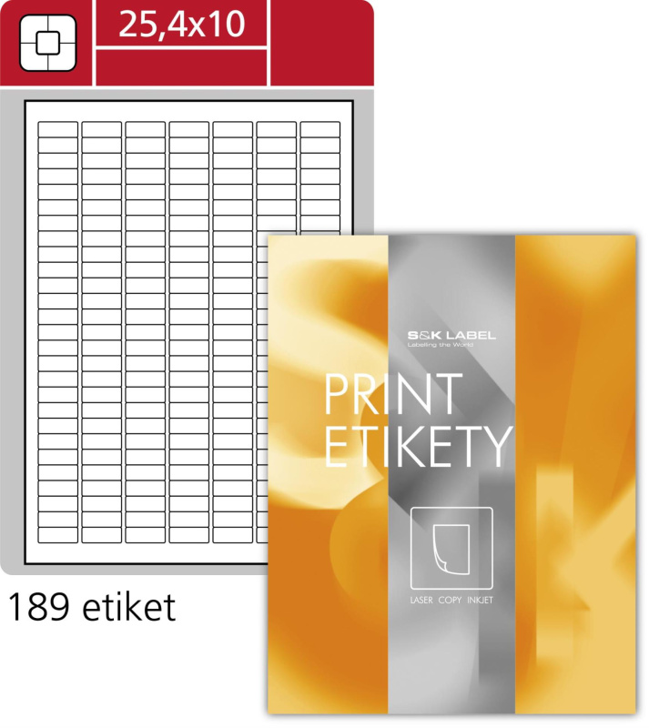 Samolepicí etikety SK Label - 25,4 x 10,0 mm, 18 900 etiket 725 bílé