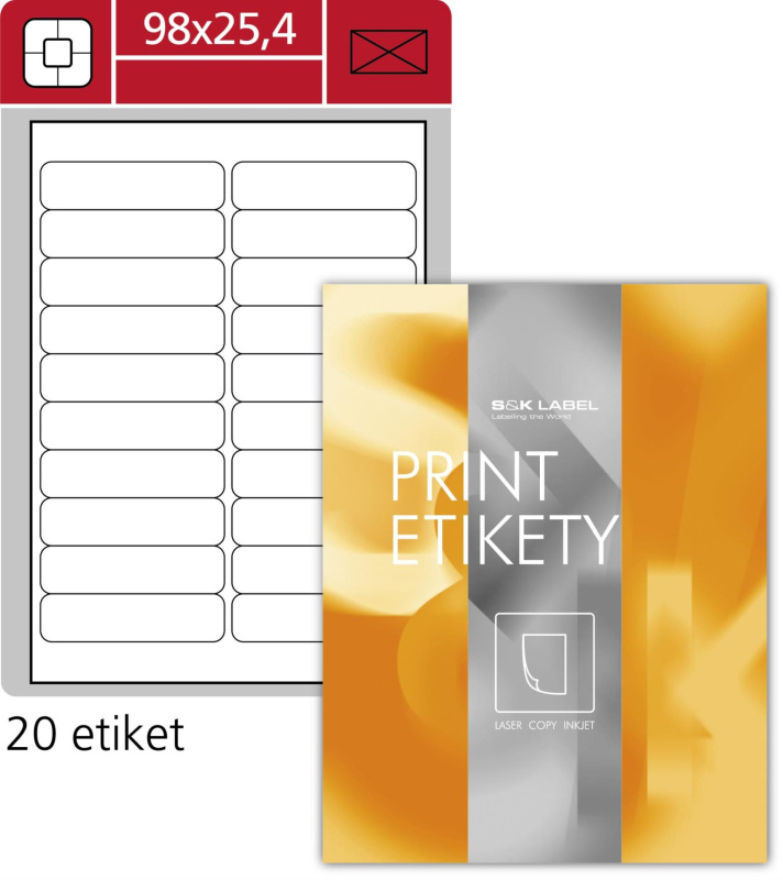 SK Label Univerzální etikety S&K Label - bílé, 98 x 25,4 mm, 2000 ks