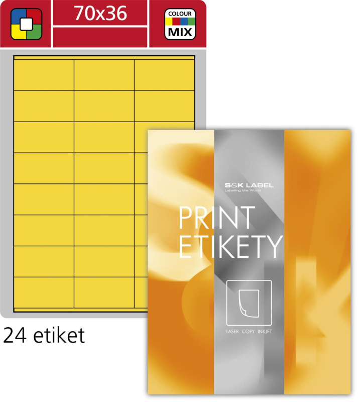 SK Label Univerzální etikety S&K Label - žluté, 70 x 36 mm, 2 400 ks