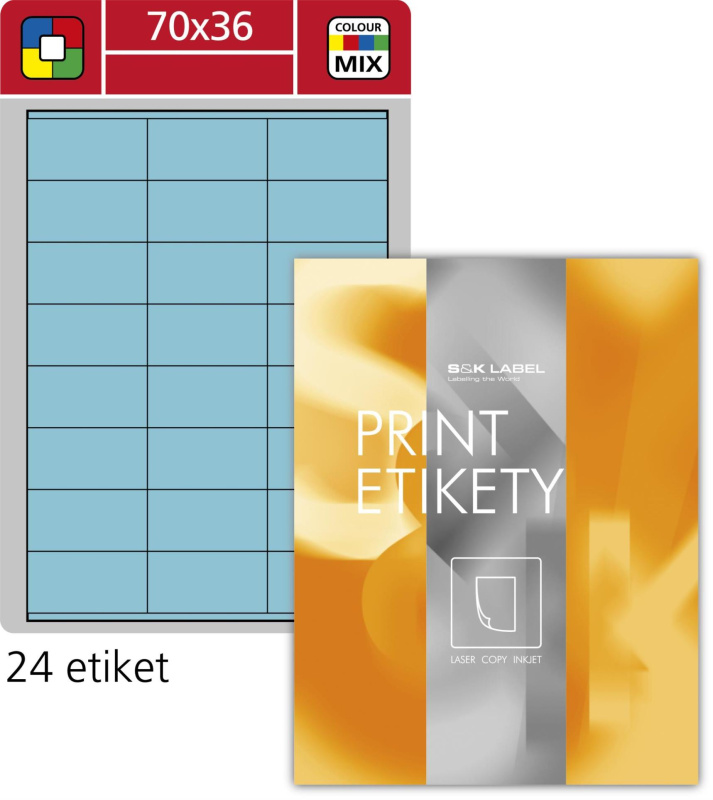 SK Label Univerzální etikety S&K Label - modré, 70 x 36 mm, 2 400 ks