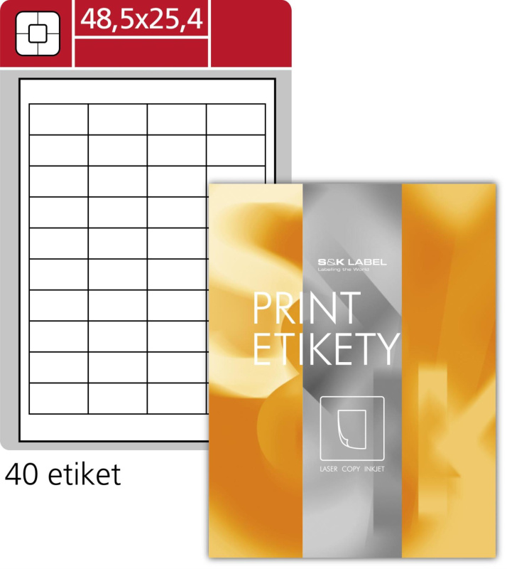 Samolepicí snímatelné etikety SK Label - bílé, 48,5 x 25,4 mm, 4 000 ks
