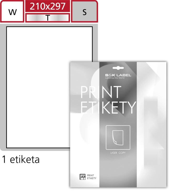 SK Label Polyesterové etikety S&K Label - stříbrné, 210 x 297 mm, 20 ks