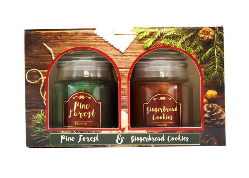 Arôme Vánoční vonná svíčka Pine Forest + Gingerbread Cookies, 2 x 85 g