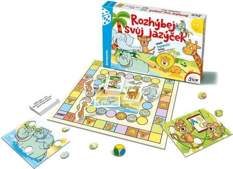Rozhýbej svůj jazýček verze CZ aneb logopedie hrou společenská hra v krabici 35x23cm