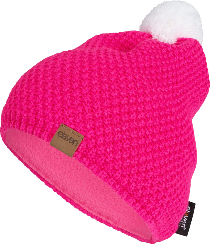 Pletená čepice ELEVEN Evan White/Fluo Pink Velikost: UNI