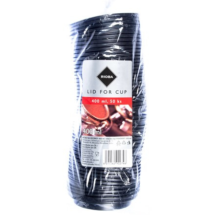 RIOBA Víčko na kelímek 400 ml černé 50 ks