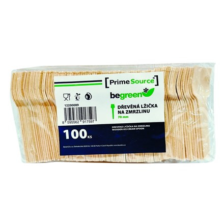 PrimeSource Lžička dřevěná na zmrzlinu begreen 7 cm 100 ks