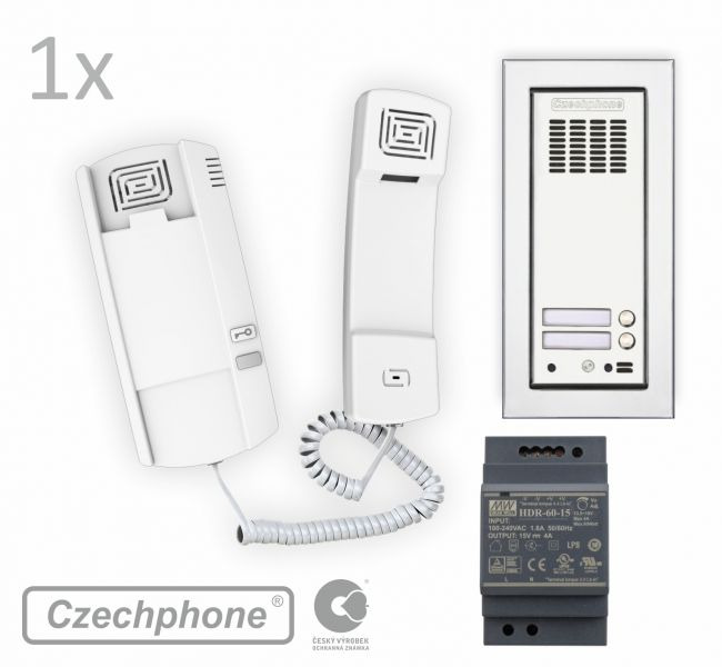 Přístupový systém CZECHPHONE 4004020001, DUO, 1 účastník, GEN, 2 tlačítka, 12V