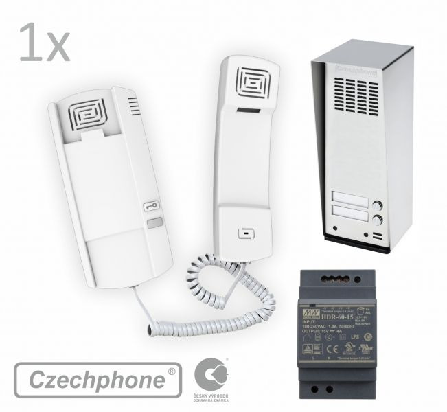 Přístupový systém CZECHPHONE 4004020003, DUO, 1 účastník, GEN, 2 tlačítka, 12V