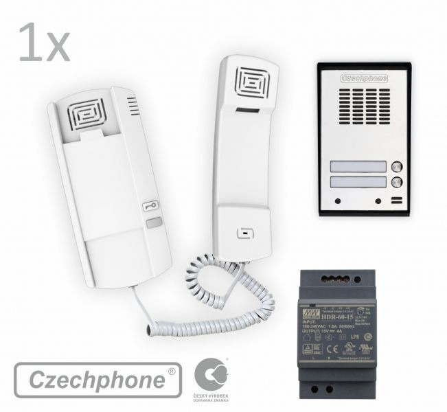Přístupový systém CZECHPHONE 4004020005, DUO, 1 účastník, GEN, 2 tlačítka, 12V