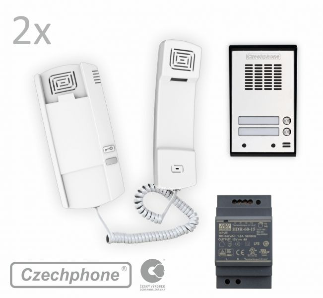 Přístupový systém CZECHPHONE 4004020006, DUO, 2 účastníci, GEN, 2 tlačítka, 12V