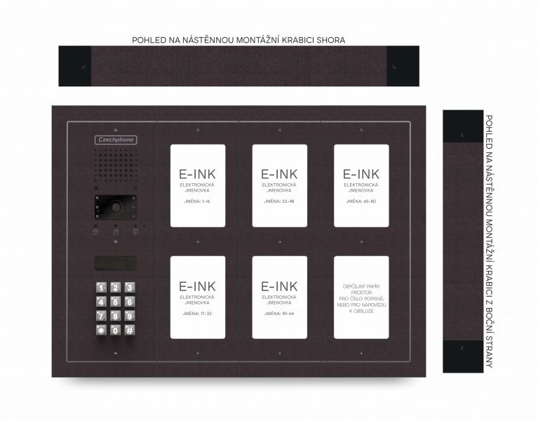 CZPHONE 4004092033 S elektronickým papírem (E-INK) FlatLine: MĚDĚNÁ - MELODY: klávesnice až 80 jmen